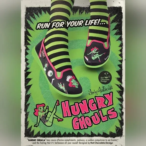 Hot Chocolate Design Flats - Hungry Ghouls, size 37