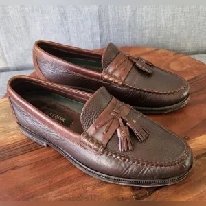 H.S. Trask Pebble Leather Loafer w/ Tassel Two-tone Brown Men's 10W