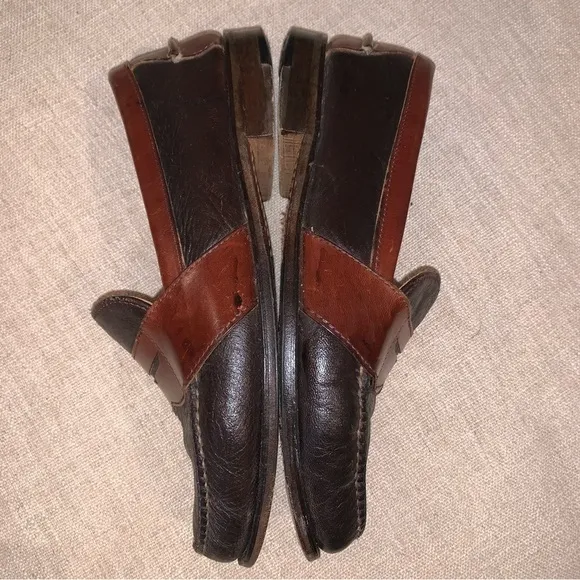 HS Trask Penny Two Tone Pebble Leather Loafers Mens 8.5 Brown Bourbon Black