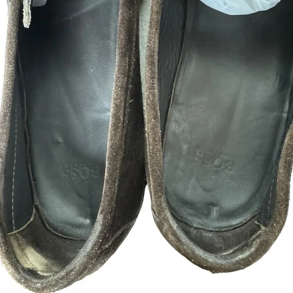 Hugo Boss Suede Loafers Brown Slip On 8.5