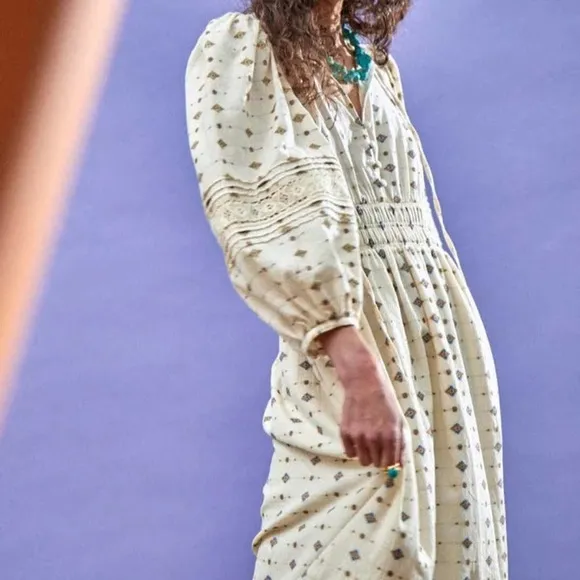 HUNTER BELL Clementine Dress - cream medallion