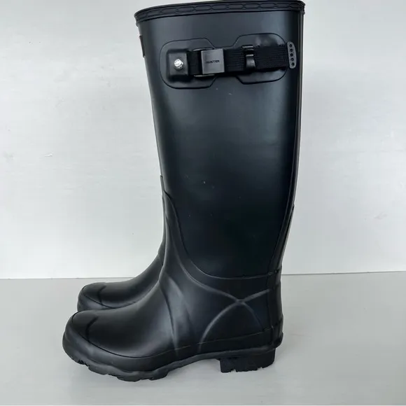 HUNTER Field Huntress Black Rubber Knee High Wellington Tall Rain Boots Sz 6