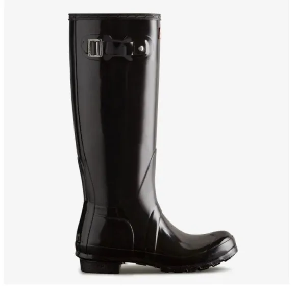 HUNTER Field Huntress Black Rubber Knee High Wellington Tall Rain Boots Sz 6