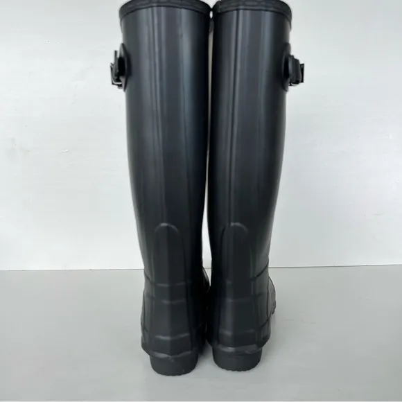 HUNTER Field Huntress Black Rubber Knee High Wellington Tall Rain Boots Sz 6