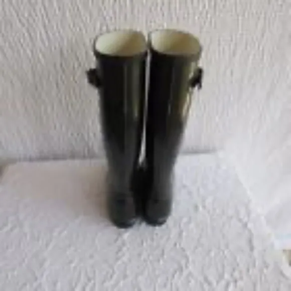 Hunter Girls Original Rain Boots 4 Tall Black Waterproof Knee High Work Boot