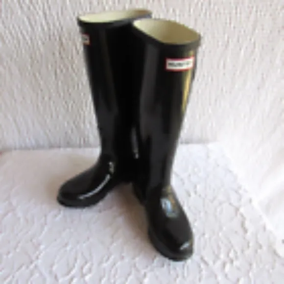 Hunter Girls Original Rain Boots 4 Tall Black Waterproof Knee High Work Boot