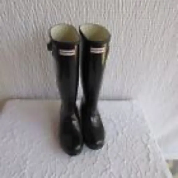 Hunter Girls Original Rain Boots 4 Tall Black Waterproof Knee High Work Boot