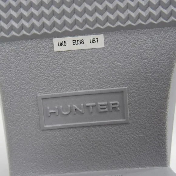 Hunter Original Refined Short Gloss Rain Boots in Light Gray SZ 7