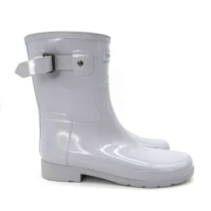 Hunter Original Refined Short Gloss Rain Boots in Light Gray SZ 7
