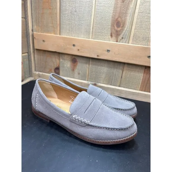 Hush Puppies WorryFree Mens Loafers Size 9 Wide Large Gray Suede Casual Shoes