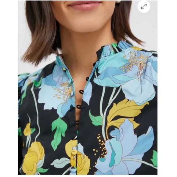 HYACINTH HOUSE Black &amp; Airy Blue Floral Mimi Midi Dress