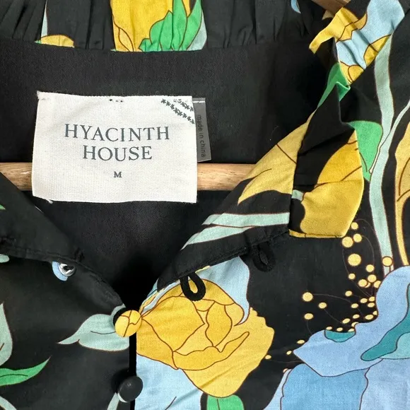 HYACINTH HOUSE Black &amp; Airy Blue Floral Mimi Midi Dress