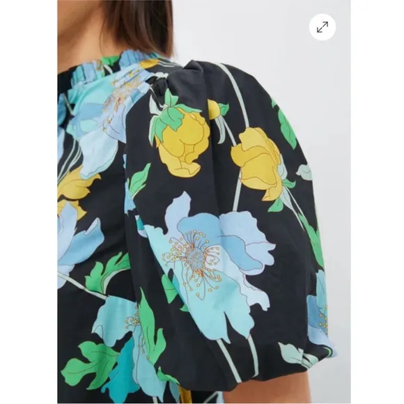 HYACINTH HOUSE Black &amp; Airy Blue Floral Mimi Midi Dress