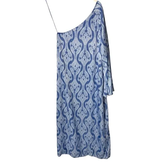HYACINTH HOUSE One Shoulder Blue Geometric Luna Dress Size Small