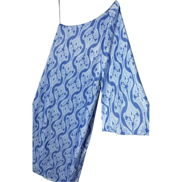 HYACINTH HOUSE One Shoulder Blue Geometric Luna Dress Size Small