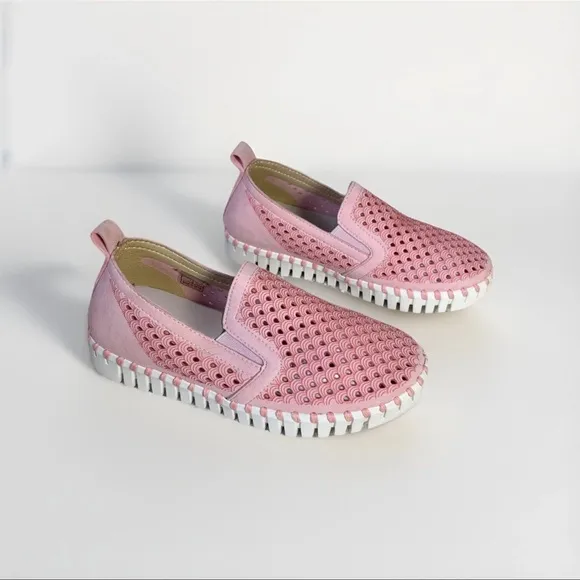 Ilse Jacobsen Tulip 140 Pink Loafers Laser Cut Shoes Girl's Size EU-33/US-2