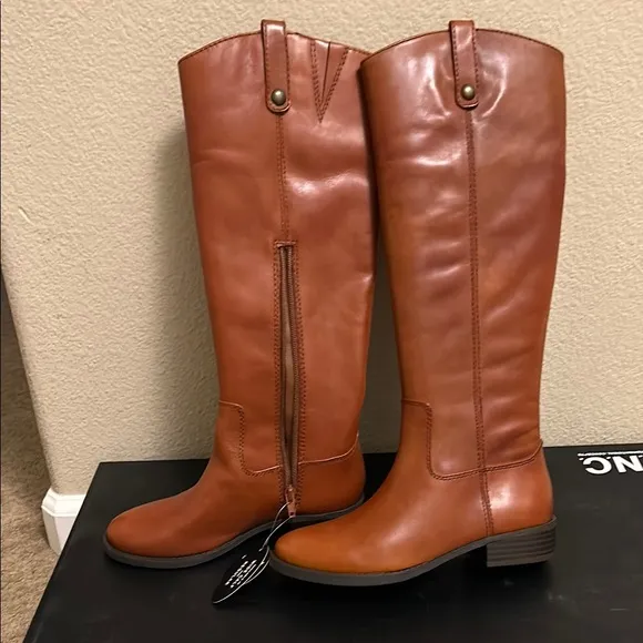 I.N.C. Cognac Brown Leather Knee-High Boots