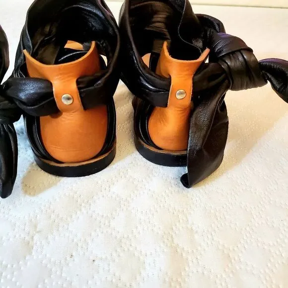 IRO Black &amp; Tan Leather Sandals Size 38