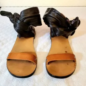 IRO Black &amp; Tan Leather Sandals Size 38