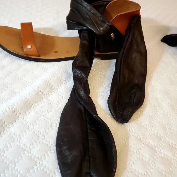 IRO Black &amp; Tan Leather Sandals Size 38