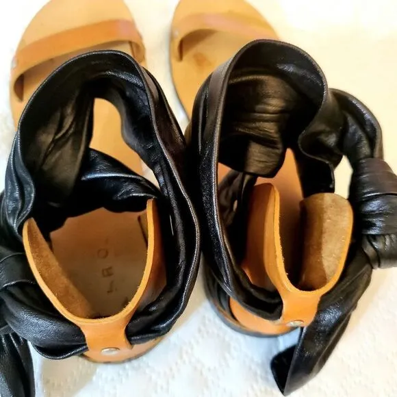 IRO Black &amp; Tan Leather Sandals Size 38