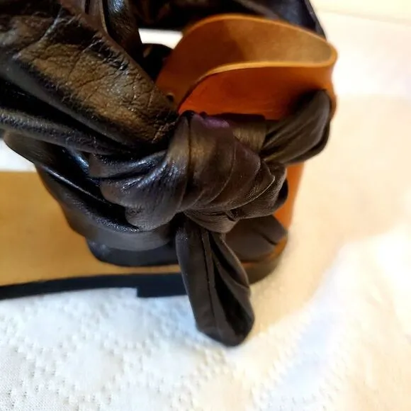 IRO Black &amp; Tan Leather Sandals Size 38