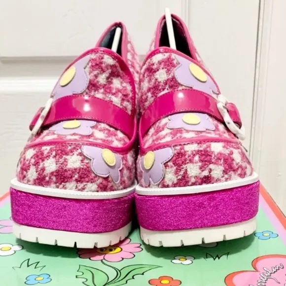Irregular Choice Platforms - Floral Houndstooth Lugsole Loafers EU 38 - 7.5 NEW