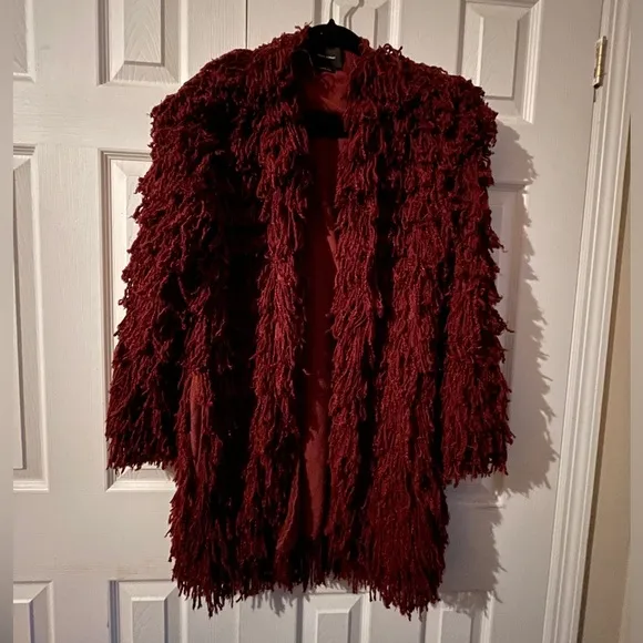 Isabel Marant Abella Bergundy Silk Fringe Jacket, M