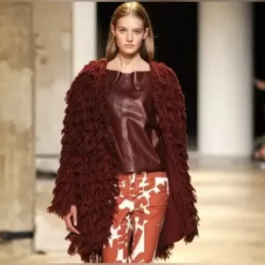 Isabel Marant Abella Bergundy Silk Fringe Jacket, M