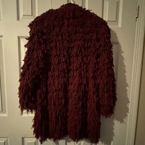 Isabel Marant Abella Bergundy Silk Fringe Jacket, M