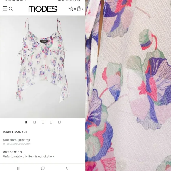 Isabel Marant Silk Etoile Orka Top/Skirt Set. Skirt 36/4 Top 38/6 ⭐🌟🌠