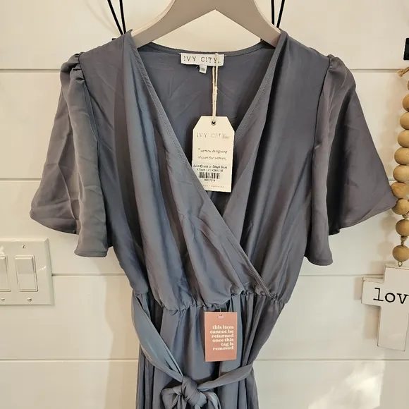 IVY CITY CO. Julie dress in Steel blue sz XS