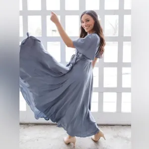 IVY CITY CO. Julie dress in Steel blue sz XS