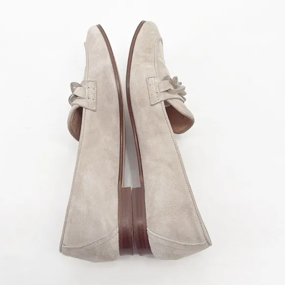 J Crew Almond Biscotti Suede Charlie Women's Loafers with Lucite Chain Size 7
