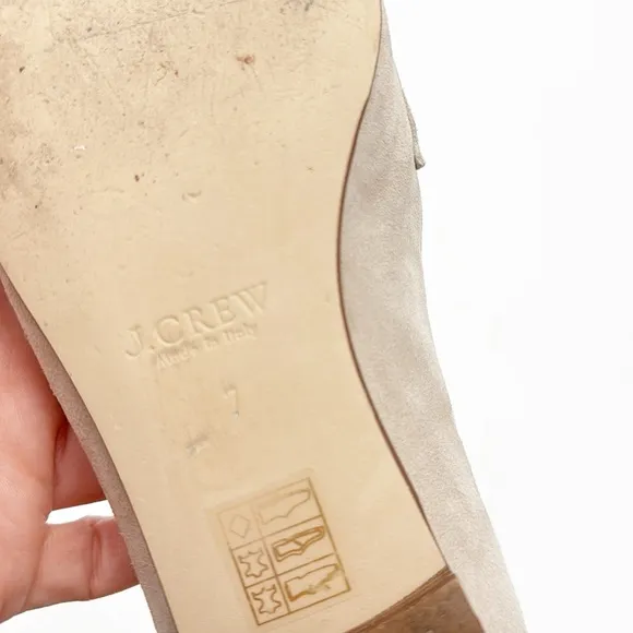 J Crew Almond Biscotti Suede Charlie Women's Loafers with Lucite Chain Size 7