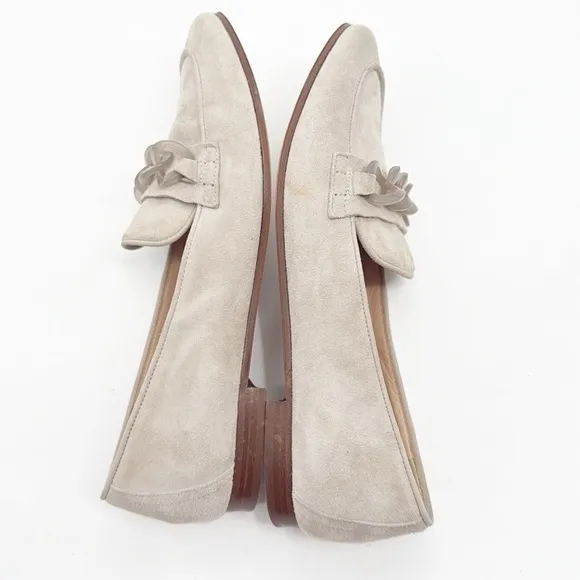 J Crew Almond Biscotti Suede Charlie Women's Loafers with Lucite Chain Size 7