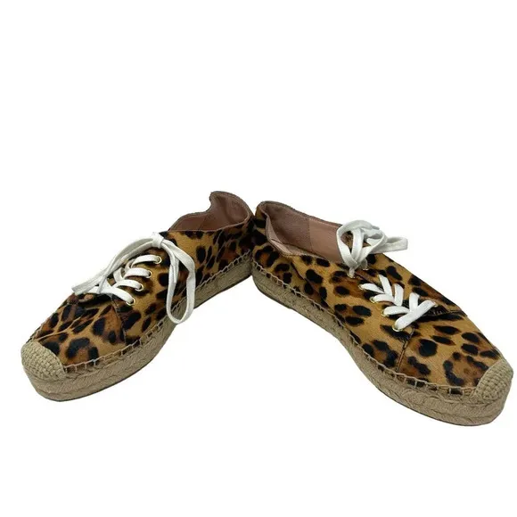 J. Crew Espadrille Sneakers in Leopard Calf Hair Size 7