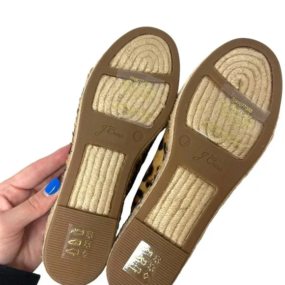 J. Crew Espadrille Sneakers in Leopard Calf Hair Size 7