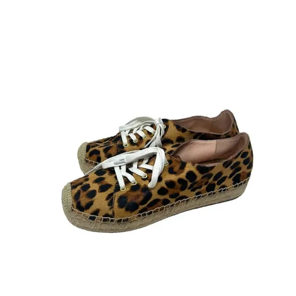 J. Crew Espadrille Sneakers in Leopard Calf Hair Size 7