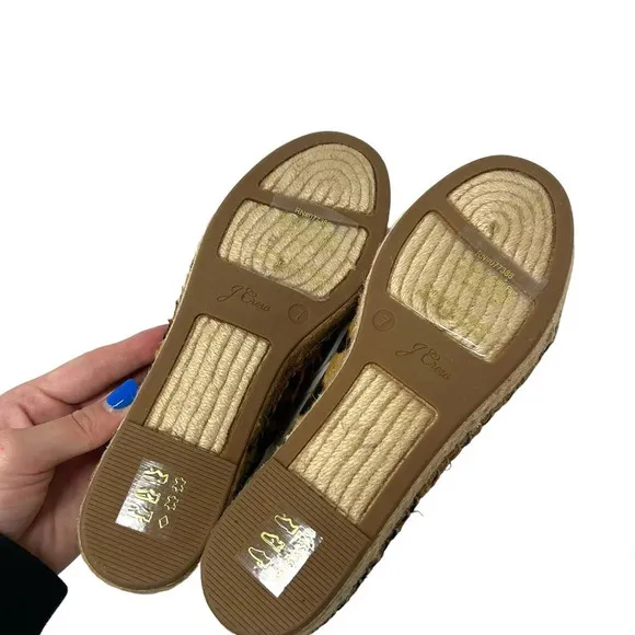 J. Crew Espadrille Sneakers in Leopard Calf Hair Size 7