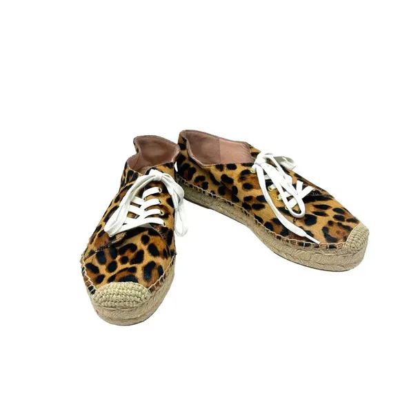 J. Crew Espadrille Sneakers in Leopard Calf Hair Size 7