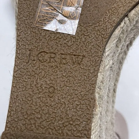 J Crew Espadrille Wedge Beige Platform Sandals Womens 9 Buckle Ankle Strap Party