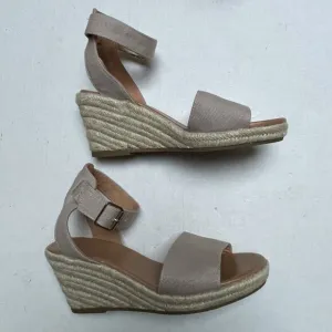 J Crew Espadrille Wedge Beige Platform Sandals Womens 9 Buckle Ankle Strap Party