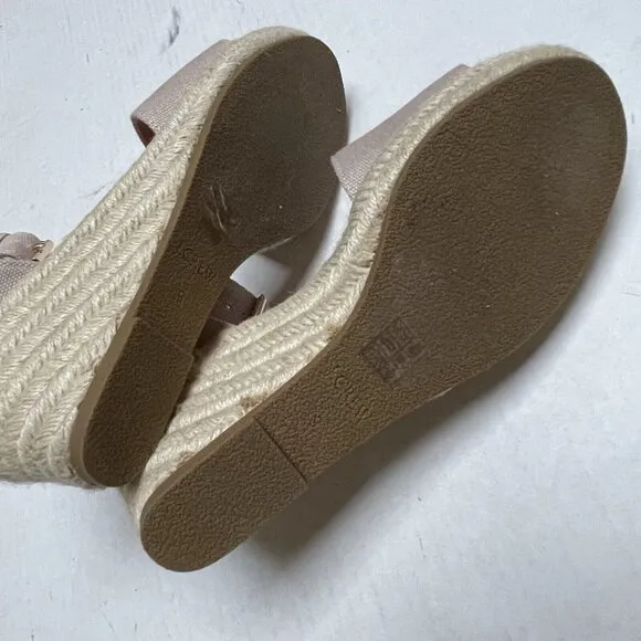 J Crew Espadrille Wedge Beige Platform Sandals Womens 9 Buckle Ankle Strap Party