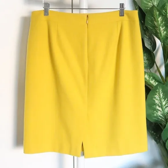 J. Crew Factory Yellow Wool No. 2 Knee Length High Waist hCareer Pencil Skirt 10
