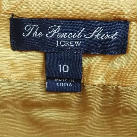 J. Crew Factory Yellow Wool No. 2 Knee Length High Waist hCareer Pencil Skirt 10