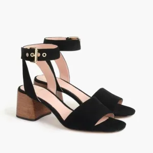 J. Crew Penny Ankle Strap Sandals in Black Suede, Size 8.5 NWT
