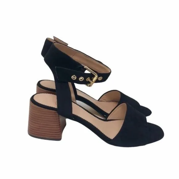 J. Crew Penny Ankle Strap Sandals in Black Suede, Size 8.5 NWT