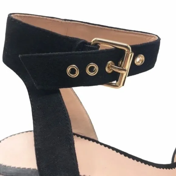 J. Crew Penny Ankle Strap Sandals in Black Suede, Size 8.5 NWT
