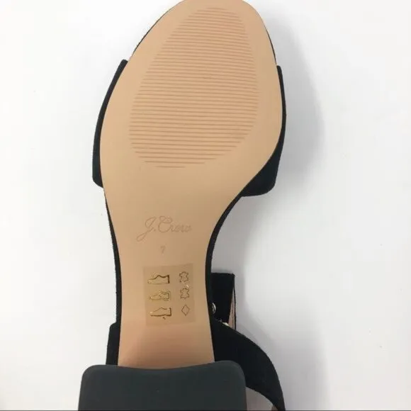 J. Crew Penny Ankle Strap Sandals in Black Suede, Size 8.5 NWT